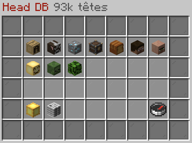 Menu Head Database de Sylvar proposant 93 000 têtes décoratives